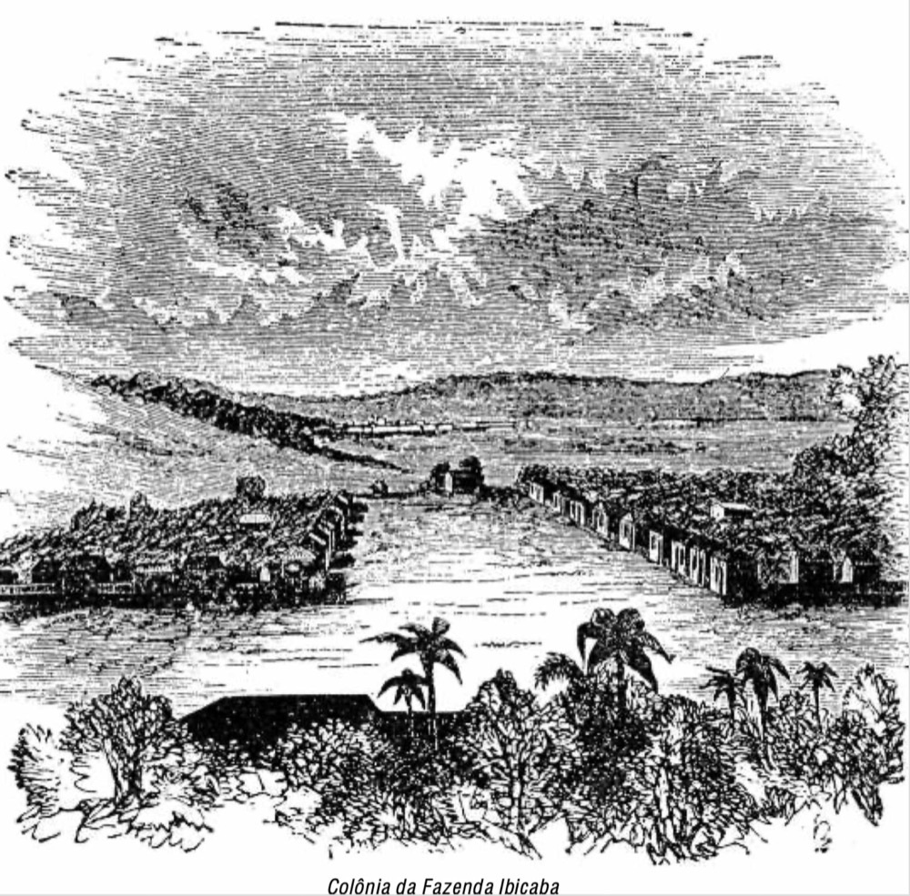 Gravur aus der Zeit der Kolonie der Fazenda Ibicaba