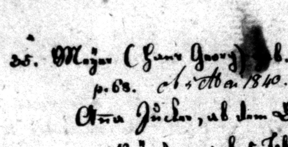 Handschriftlicher Eintrag im Kirchenbuch Schlatt mit dem Namen Meijer